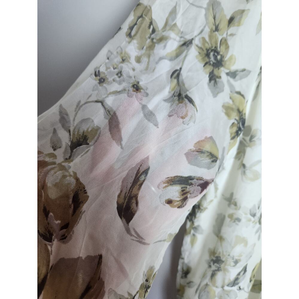 Rosemarine Silk Floral peasant blouse sz L lined flowy romantic cottagecore - Picture 3 of 10